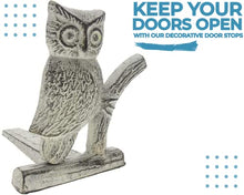 Load image into Gallery viewer, Cast Iron Owl Door Stop | Decorative Door Stopper Wedge | with Padded Anti-Scratch Felt Bottom | Vintage Rustic Design Owl Shape | 6x6.5x6.3 | Rustic White
