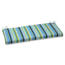 Load image into Gallery viewer, Pillow Perfect Outdoor/Indoor Topanga Stripe Lagoon Bench/Swing Cushion, 45&quot; X 18&quot;, Blue
