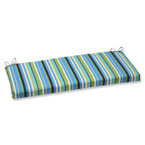 Pillow Perfect Outdoor/Indoor Topanga Stripe Lagoon Bench/Swing Cushion, 45