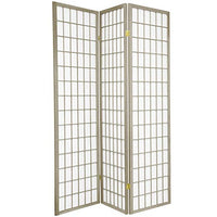 Oriental Furniture 6 ft. Tall Window Pane - Special Edition - Grey - 3 Panels