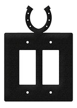 Load image into Gallery viewer, SWEN Products Horse Shoe Wall Plate Cover (Double Rocker, Black)
