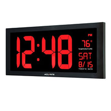 Load image into Gallery viewer, AcuRite 75100 Large Digital Clock with Indoor Temperature | LED Wall Clock with Date and Fold-Out Stand - 18&quot;
