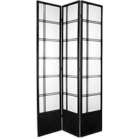 Oriental Furniture 7 ft. Tall Double Cross Shoji Screen - Black - 3 Panels