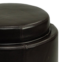 Load image into Gallery viewer, Safavieh Hudson Collection Chloe Leather Single Tray Round Storage Ottoman, Brown
