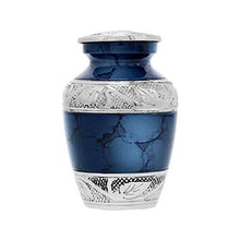 Load image into Gallery viewer, Heavenly Peace Dark Blue Small Keepsake Urn for Human Ashes - Qnty 1 - Beautiful Classic Sharing Urn with Case
