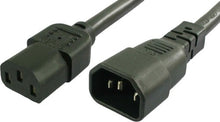 Load image into Gallery viewer, Lynn Electronics C13C1415A-2F IEC 60320-C13 to 60320-C14 15A/250V 14AWG/3C SJT 2-Feet Power Cord, Black, 2-Pack

