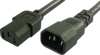 Lynn Electronics C13C1415A-2F IEC 60320-C13 to 60320-C14 15A/250V 14AWG/3C SJT 2-Feet Power Cord, Black, 2-Pack
