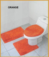 Load image into Gallery viewer, 3 Piece Luxury Acrylic Bath Rugs Set Large 18&quot;x&quot;30 Contour Mat 18&quot;x18&quot; and Lid. (Orange)
