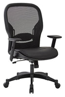 SPACE Seating Breathable Mesh Black Back and Padded Eco Leather Seat, 2-to-1 Synchro Tilt Control, Adjustable Arms and Lumbar Support with Gunmetal Finish Base Managers Chair