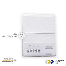 Load image into Gallery viewer, California Design Den 400 Thread Count 100% Cotton Pillowcases, Pure White King Pillowcase Set of 2, Long - Staple Combed Pure Natural Cotton Pillow Cases, Soft &amp; Silky Sateen Weave
