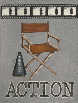 Action Metal Sign, Home Cinema Decor, Hollywood, Directors Chair