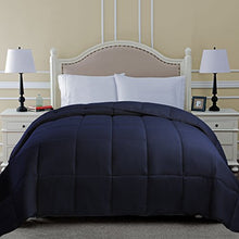 Load image into Gallery viewer, Superior Classic All-Season Down Alternative Comforter with Baffle Box Construction, Full/Queen, Navy Blue
