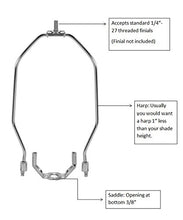 Load image into Gallery viewer, 7 Inch Heavy Duty Harp Fitter For Lamp Shades Polished Nickel

