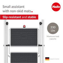 Load image into Gallery viewer, Hailo K60 StandardLine | Aluminum folding step | Three large steps with non-skid mats | Folding safety mechanism | Rectangular rail for convenient transport| Rustproof | Easy to store
