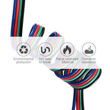 Load image into Gallery viewer, 22 Gauge 4Pin Extension Wire, EvZ 22AWG 4 Conductor Parallel Electric Cable Cord for RGB LED Strips 3528 5050, Black-Green-Red-Blue, 66ft/20M
