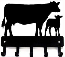 Load image into Gallery viewer, Cow and Calf Cattle Farm Key Rack - Large 9 inch Wide | Made in USA; Country Farmhouse Decor; Home Storage Organization
