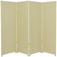 Load image into Gallery viewer, 4 ft. Short Woven Fiber Folding Screen - Cream - 4 Panel
