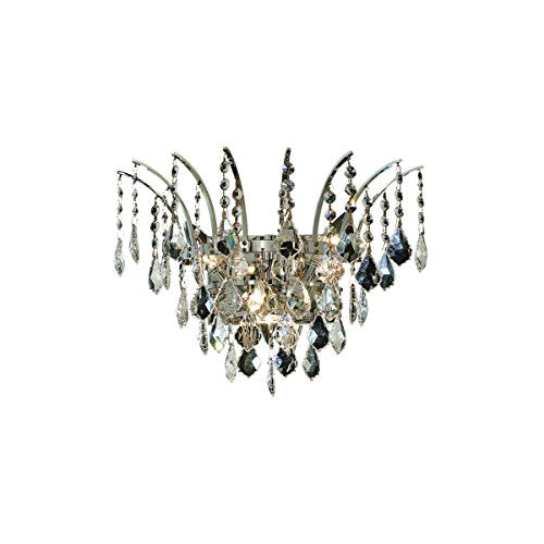 Elegant Lighting 8033W16C/Rc Royal Cut Victoria 3-Light Wall Sconce, Finished in Chrome with Clear Crystals