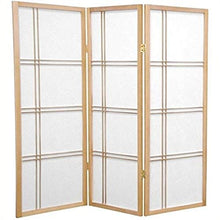 Load image into Gallery viewer, Oriental Furniture 4 ft. Tall Double Cross Shoji Screen - Natural - 3 Panels
