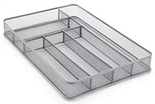 Load image into Gallery viewer, TQVAI 6 Compartment Mesh Cutlery Trays Kitchen Drawer Silverware Utensils Flatware Organizer, Silver
