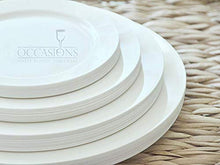 Load image into Gallery viewer, &quot; OCCASIONS&quot; 120 Plates Pack,(60 Guests) Heavyweight Premium Wedding Party Disposable Plastic Plates Set -60 x 10.5&#39;&#39; Dinner + 60 x 7.5&#39;&#39; Salad/Dessert (Plain White)
