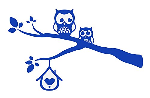 Owls On A Branch Wall Decal (Dark Blue, 39