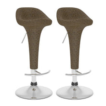 Load image into Gallery viewer, CorLiving 2-Piece Adjustable Bar Stool, Varicolored Brown Round Woven Vinyl
