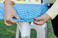 Load image into Gallery viewer, TopTableCloth Picnic Table Cover Blue Checkered Elastic Table Cloth on The Corner for Folding Table 6ft 30&quot;x72&quot; Outdoor TableCloths Waterproof Stay Put Party Table Covers Plastic Tablecloth Birthday
