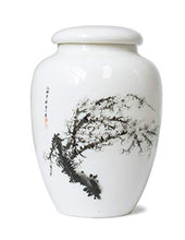 Load image into Gallery viewer, Dahlia Oriental Ink Painting Porcelain Tea Tin/Tea Storage/Tea Caddy/Tea Canister, Plum Blossom
