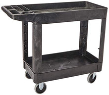 Load image into Gallery viewer, Rubbermaid Commercial Products 2-Shelf Utility/Service Cart, Small, Lipped Shelves, Storage Handle, 500 lbs. Capacity, for Warehouse/Garage/Cleaning/Manufacturing (FG450089BLA)
