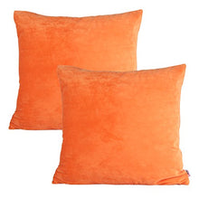 Load image into Gallery viewer, Queenie - 2 Pcs Solid Color Chenille Decorative Pillowcase Cushion Cover for Sofa Throw Pillow Case Available in 11 Colors &amp; 6 Sizes (16 x 16 inch (40 x 40 cm), Orange)
