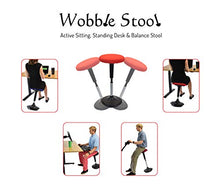 Load image into Gallery viewer, WOBBLE STOOL Standing Desk Balance Chair for Active Sitting. Tall ergonomic adjustable height swiveling leaning perch perching ergonomic sit stand high computer chair swivels 360 for adults kids
