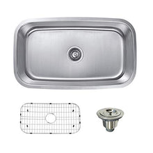 Load image into Gallery viewer, 30&quot;x18&quot;x9&quot; Inch Undermount Single Bowl 18 Gauge Kitchen Stainless Steel Sink 3 in 1 Set(Sink, Basket Strainer, Sink Grid)
