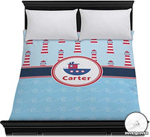 Load image into Gallery viewer, RNK Shops Light House &amp; Waves Duvet Cover - Full/Queen (Personalized)
