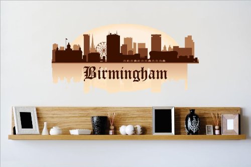 Decals - Birmingham Alabama AL Skyline City View Beautiful Scene Landmarks, Buildings & Water Picture Art Mural - Size 24 Inches X 48 Inches - Vinyl Wall Sticker - 22 Colors Available