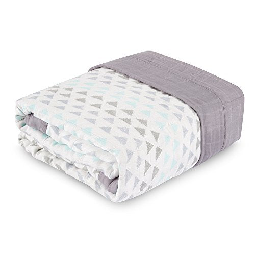 aden + anais Oversized Blanket, 100% Viscose from Bamboo, 4 Layer Lightweight and Breathable, 60 X 70 inch, Skylight Birch