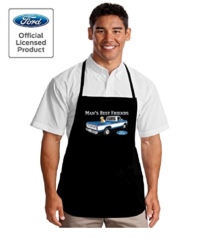 Lucky Ride Man's Best Friend Ford Truck Apron, Black