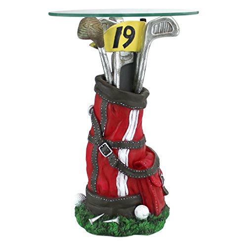 Design Toscano On Par Golf Bag Sculptural Glass-Topped Table,Full Color