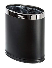 Load image into Gallery viewer, Brelso &#39;Invisi-Overlap&#39; Metal Trash Can, Open Top Small Office Wastebasket, Oval Shape (Black)

