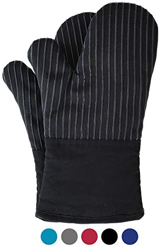 Big Red House Oven Mitts, with The Heat Resistance of Silicone and Flexibility of Cotton, Recycled Cotton Infill, Terrycloth Lining, 480 F Heat Resistant Pair Black