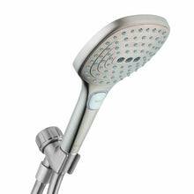 Load image into Gallery viewer, hansgrohe Raindance Select E Easy Install 5-inch Handheld Shower Head Set Modern 3 Spray RainAir, Rain, Whirl Air Infusion with Airpower with QuickClean with Hose in Brushed Nickel, 2 GPM, 04520820
