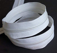 HAND Continuouse Cut to Any Size Assorted Colors Upholstery Plastic Zip 32mm Width - 5 Meters (White)