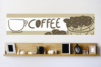 Decals - Coffee Drink Cafe Cup Coffee Bean Brown Bedroom Bathroom Living Room Picture Art Mural - Size 20 Inches X 80 Inches - Vinyl Wall Sticker - 22 Colors Available