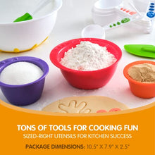 Load image into Gallery viewer, Curious Chef Kids Cookware - 17-Piece Measure &amp; Prep Kit I Real Utensils, Dishwasher Safe, BPA-Free I Includes Measuring Cups &amp; Spoons, Prep Bowl Set, Kitchen Timer and More!
