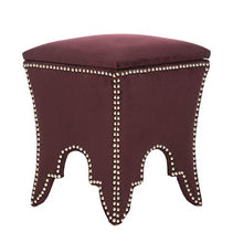 Load image into Gallery viewer, Safavieh Home Collection Deidra Bordeaux with Silver Nailhead Trim Ottoman
