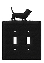 Load image into Gallery viewer, SWEN Products Basset Hound Metal Wall Plate Cover (Double Switch, Black)
