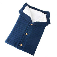 Unisex Infant Swaddle Blankets Soft Thick Fleece Knitted Baby Girls Boys Stroller Glove Wrap Receiving Blanket (Navy)