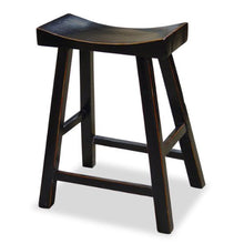 Load image into Gallery viewer, China Furniture Online Distressed Black Elmwood Zen Style Asian Bar Stool
