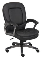 Boss Office Products Executive Mid Back Pillow Top Chair with Headrest in Black