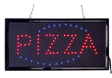 Load image into Gallery viewer, FixtureDisplays&quot;Pizza&quot; Animated LED Sign with Hanging Chain, Rectangular - Red &amp; Blue 19567
